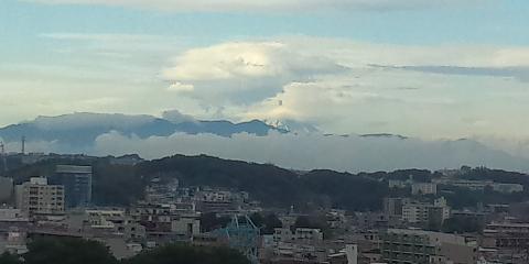 JOG中は未だ雨が残っていたが、帰宅してシャワーを浴びると雲の切れ間に富士山がくっきり