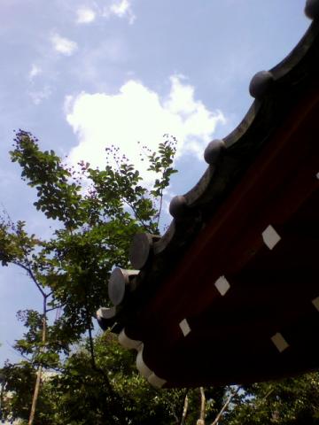 海福寺～朱塗りの四脚門（よつあしもん）が貴重だそうで、空と緑と赤の色の取り合わせが綺麗～