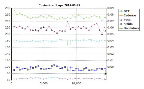 ペースは遅め、上下動は少なめ　平均上下動6.5cmは紫色ゾーン相当