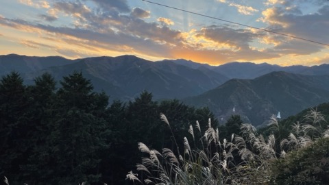 夕映の奥武蔵の山々