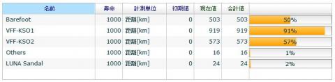 今回で裸足ラン／ウォーク503km