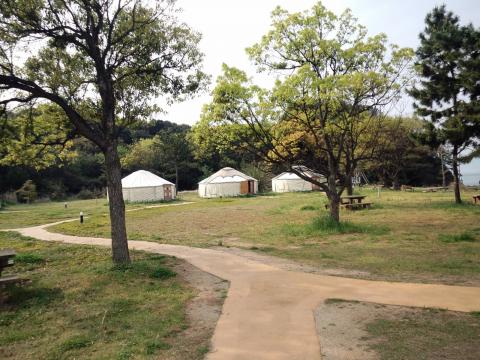 宿泊は「つつじ壮」のパオ